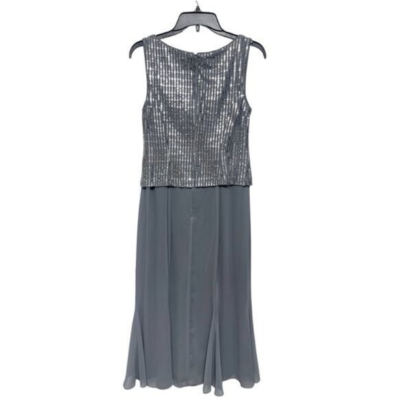 New ALEX EVENING Metallic Square Neckline Midi Dress 6 - Picture 7 of 9